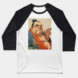 Puff Sumo Smoking a Cigar: "I Smoke Cigars in Moderation; One Cigar at a Time" Baseball T-Shirt